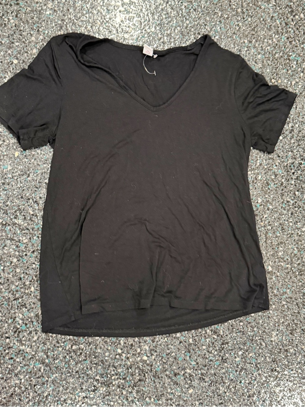 Old Navy Luxe Medium Black V-Neck Short Sleeve Top